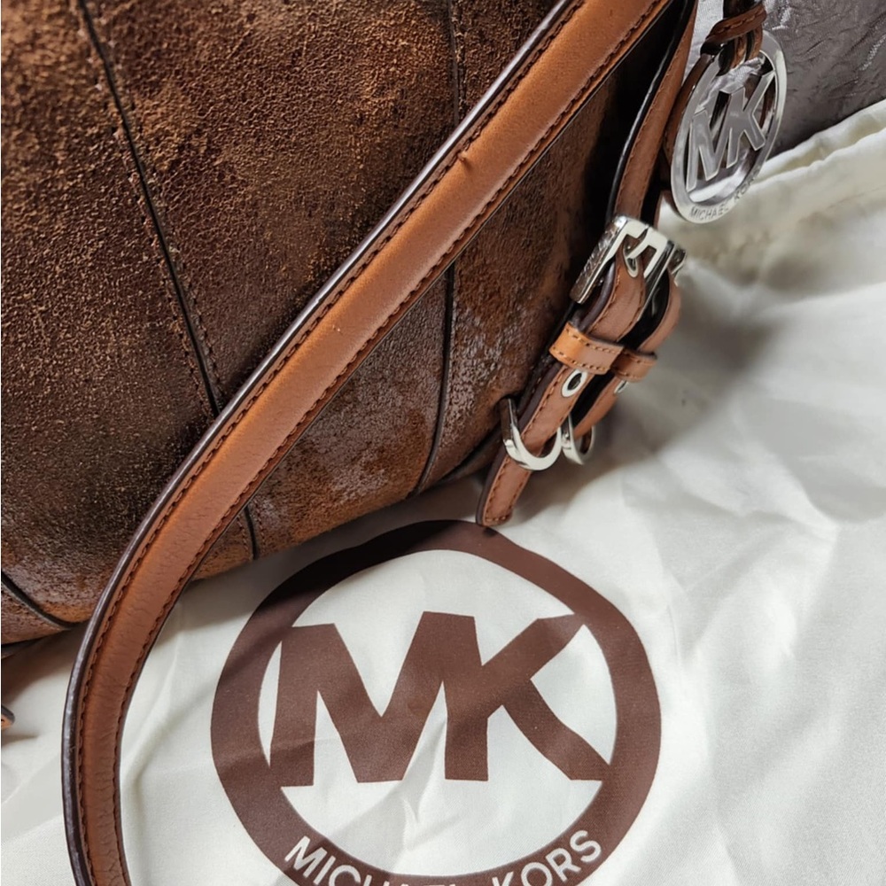Michael Kors Brown Messenger Bag with Suede Finish